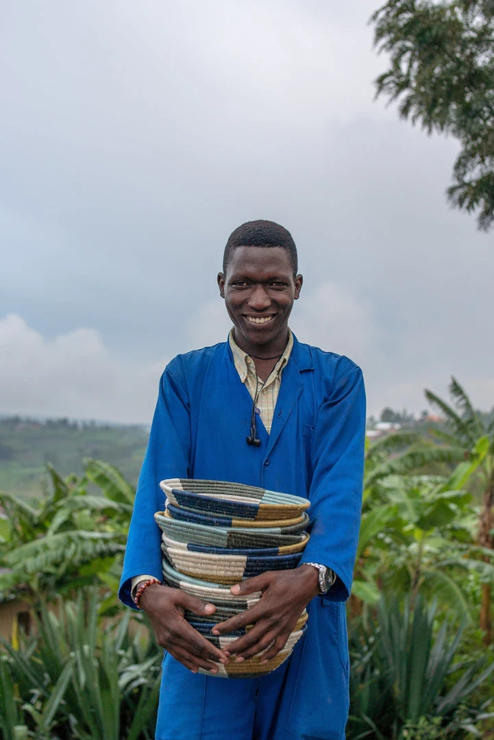 KAZI Medium Silver Blue Umuseke Round Basket Home Goods 7 KAZI Medium Silver Blue Umuseke Round Basket Home Goods