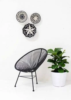 KAZI Large Black + White Thousand Hills Round Basket Home Goods
