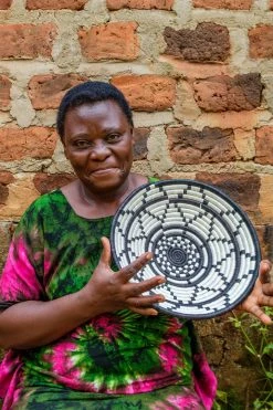 KAZI Large Black + White Thousand Hills Round Basket Home Goods