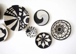 KAZI Large Black + White Thousand Hills Round Basket Home Goods