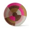 KAZI Home Goods Large Blossom Pinks + Tan Round Basket 1 KAZI Home Goods Large Blossom Pinks + Tan Round Basket