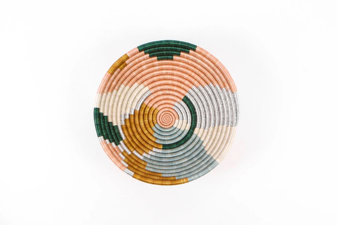 KAZI Large Metallic Floret Kijani Round Basket Home Goods 3 KAZI Large Metallic Floret Kijani Round Basket Home Goods