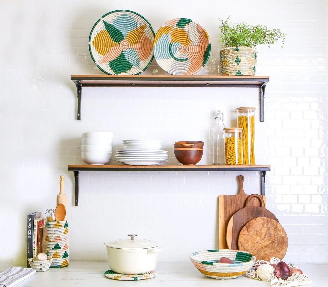 KAZI Large Metallic Floret Kijani Round Basket Home Goods 5 KAZI Large Metallic Floret Kijani Round Basket Home Goods