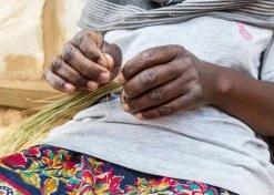 KAZI Home Goods Large Slate Hope Round Basket 11 KAZI Home Goods Large Slate Hope Round Basket