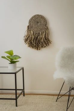 KAZI Home Goods Small Black Woven Wall Disc Art