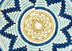 KAZI Extra Large Silver Blue + Navy Round Basket Home Goods