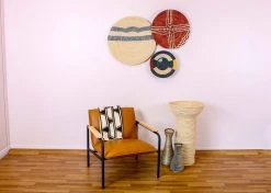 KAZI Home Goods Large Burgundy Sanaa Woven Wall Plate