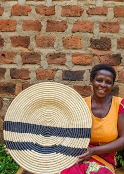 KAZI Black Double Striped Woven Wall Plate 9 KAZI Black Double Striped Woven Wall Plate