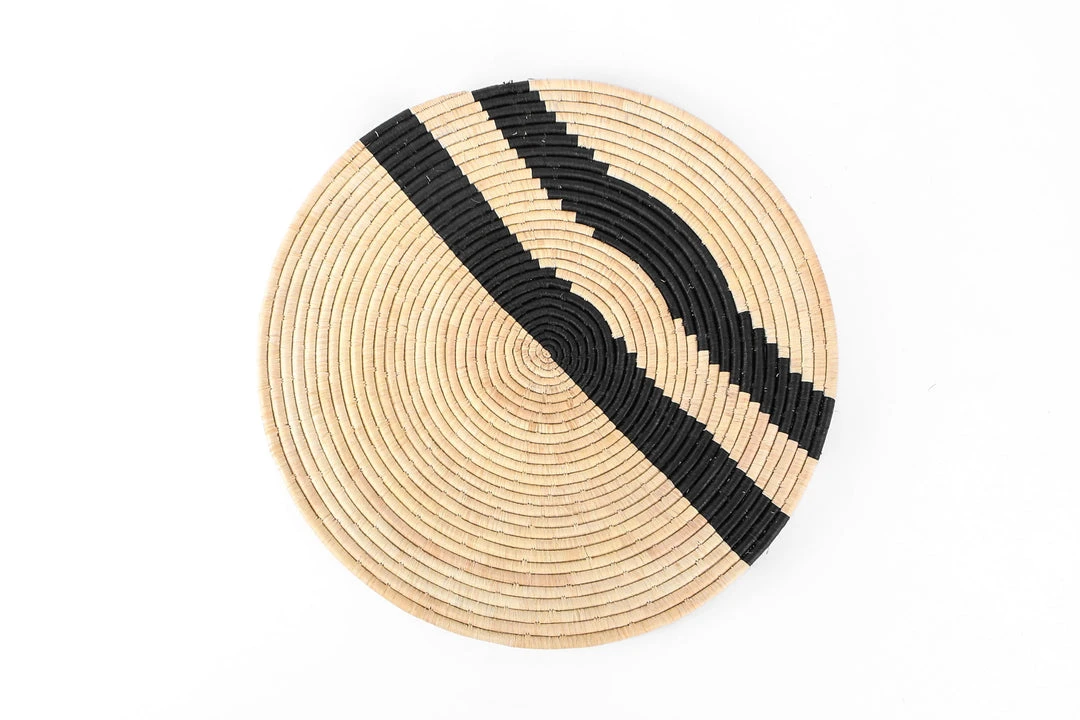 KAZI Black Double Striped Woven Wall Plate 3 KAZI Black Double Striped Woven Wall Plate