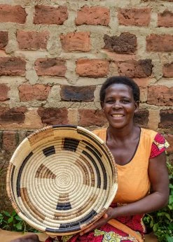 KAZI Home Goods Banana Bark Blocked Catch All Basket