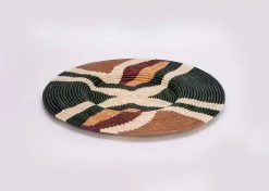 KAZI Home Goods Jumbo Forest Green + Burgundy Tabia Woven Wall Plate