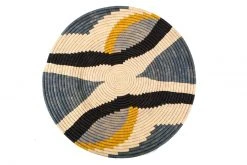 KAZI Home Goods Jumbo Opal Gray + Mustard Tabia Woven Wall Plate