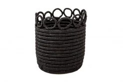 KAZI Small Black Hooped Planter