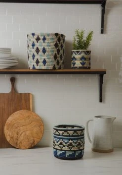 KAZI Small Silver Blue Planter Home Goods