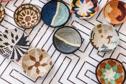 KAZI Small Black + White Fani Round Basket Home Goods