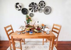 KAZI Small Black + White Fani Round Basket Home Goods