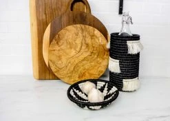 KAZI Home Goods Small Black + White Virunga Round Basket