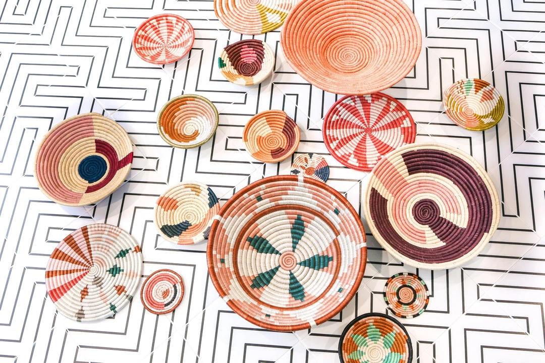 KAZI Small Coral Virunga Round Basket Home Goods 5 KAZI Small Coral Virunga Round Basket Home Goods