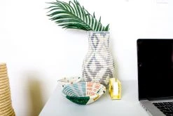 KAZI Small Metallic Floret Fani Round Basket Home Goods 9 KAZI Small Metallic Floret Fani Round Basket Home Goods