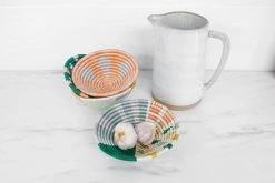 KAZI Small Metallic Floret Fani Round Basket Home Goods