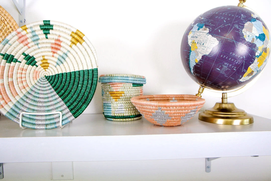 KAZI Small Metallic Peached Round Basket 5 KAZI Small Metallic Peached Round Basket