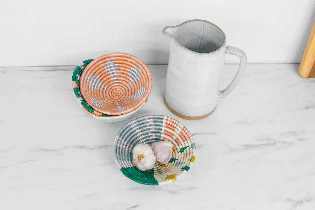 KAZI Small Metallic Peached Round Basket 4 KAZI Small Metallic Peached Round Basket