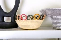 KAZI Home Goods Medium Mod Rainbow Hooped Raffia Catch All 10 KAZI Home Goods Medium Mod Rainbow Hooped Raffia Catch All