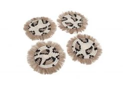 KAZI Kitchen + Dining Animal Print Fringed Coasters