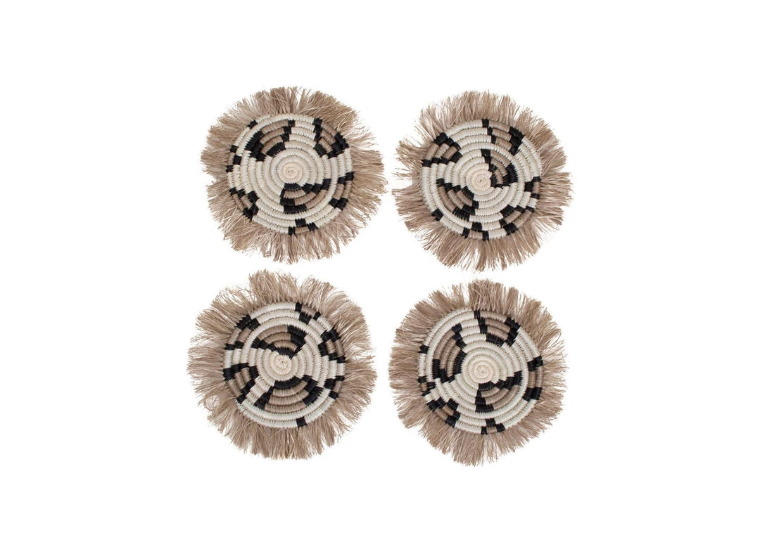 KAZI Kitchen + Dining Animal Print Fringed Coasters 3 KAZI Kitchen + Dining Animal Print Fringed Coasters