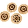 KAZI Banana Bark + Raffia Fringed Coasters Home Goods