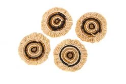 KAZI Banana Bark + Raffia Fringed Coasters Home Goods