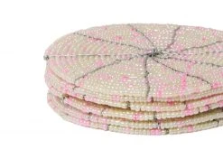 KAZI Beaded Soft Pink + Pearl Coasters
