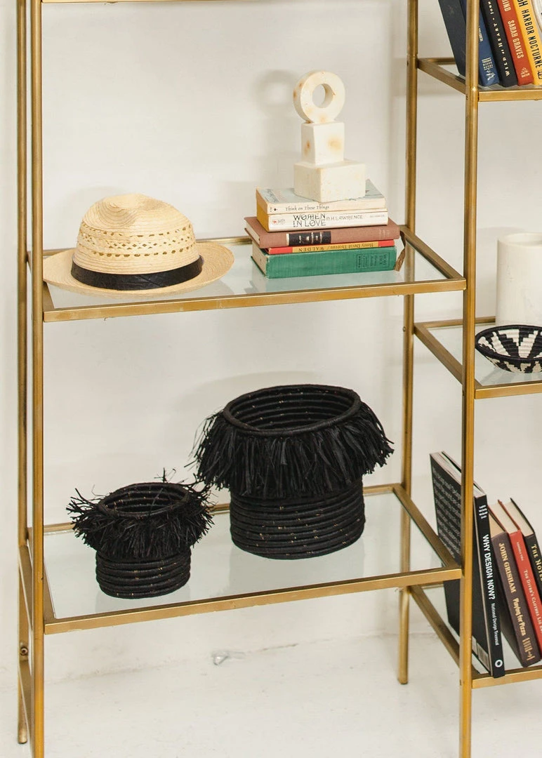 KAZI Black Fringed Large Catch All Home Goods 4 KAZI Black Fringed Large Catch All Home Goods