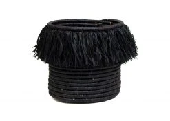 KAZI Black Fringed Large Catch All Home Goods
