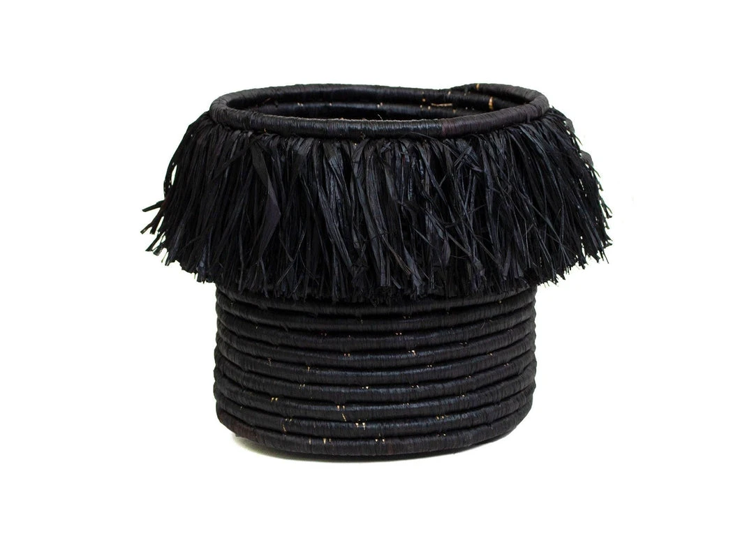 KAZI Black Fringed Large Catch All Home Goods 3 KAZI Black Fringed Large Catch All Home Goods