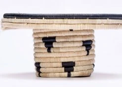 KAZI Home Goods Black + Natural Raffia Cake Stand