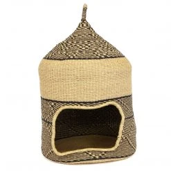 KAZI Pet Accessories Black + Natural Tall Pet Hut