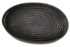 KAZI Black Raffia Oval Tray
