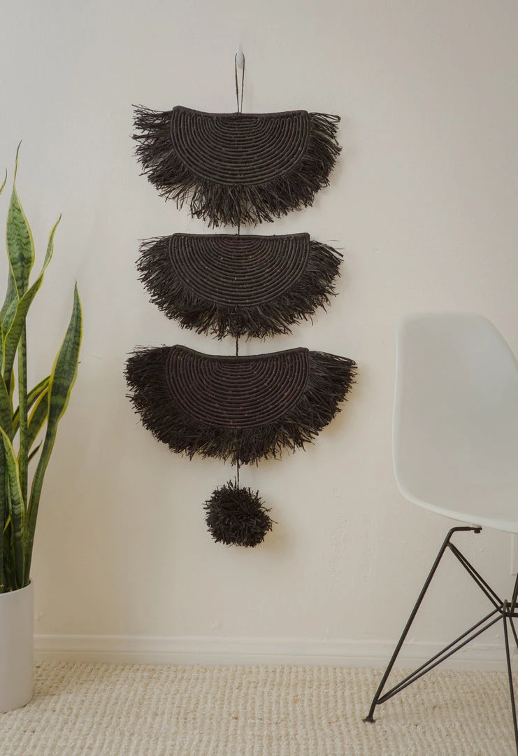 KAZI Home Goods Black Raffia Parade Mobile 4 KAZI Home Goods Black Raffia Parade Mobile