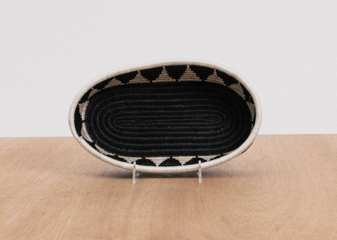 KAZI Home Goods Black + White Tofali Oval Basket 4 KAZI Home Goods Black + White Tofali Oval Basket