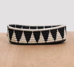 KAZI Home Goods Black + White Tofali Oval Basket