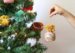 KAZI Best Sellers Blossom Pom Pom Basket Ornament