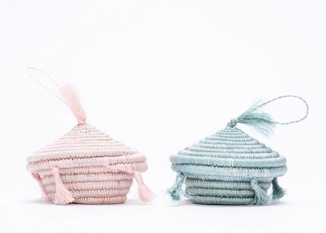 KAZI Blush Tasseled Box Ornament Fair Trade 5 KAZI Blush Tasseled Box Ornament Fair Trade
