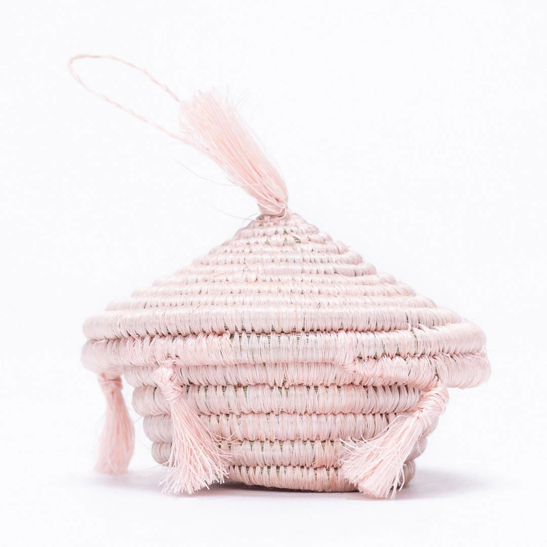 KAZI Blush Tasseled Box Ornament Fair Trade 3 KAZI Blush Tasseled Box Ornament Fair Trade