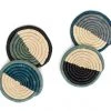 KAZI Dipped Blue Night Raffia Coaster Set 1 KAZI Dipped Blue Night Raffia Coaster Set