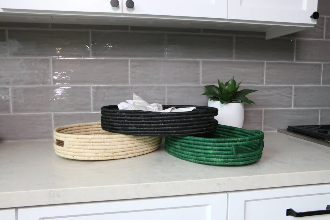 KAZI Evergreen Raffia Oval Tray Home Goods 4 KAZI Evergreen Raffia Oval Tray Home Goods