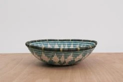 KAZI Extra Large Silver Blue Intore Wall Basket