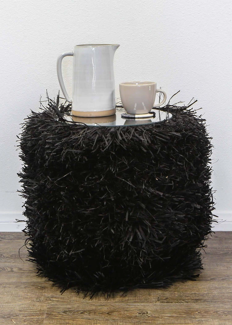 KAZI Fringed Black Stool Furniture 6 KAZI Fringed Black Stool Furniture
