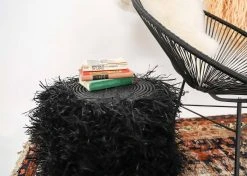 KAZI Fringed Black Stool Furniture 8 KAZI Fringed Black Stool Furniture