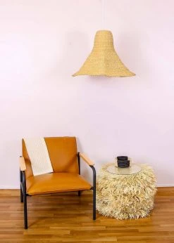 KAZI Home Goods Fringed Natural Stool With Frame